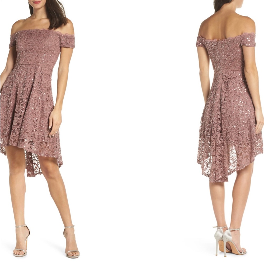 Purple sequin high-low dress